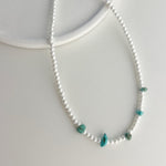 Gargantilha choker pérolas com Turquesa