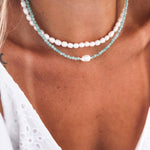 Gargantilha Jade Amazonita e Pérola Barroca